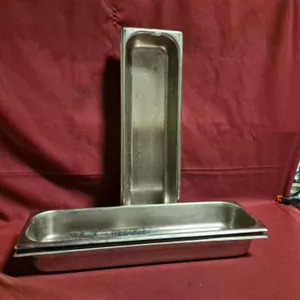 (4) Half Size Long 2-1/2" Deep Stainless Steel Hotel Pans