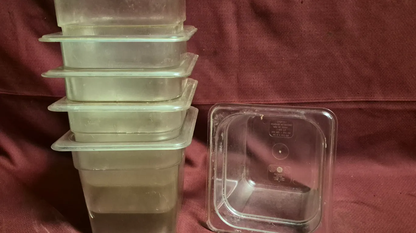 (6) Sixth Size 6" Deep Polycarbonate Food Pans