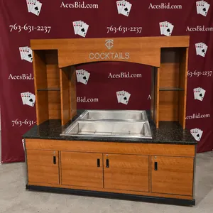 Wood Ice Down Bar with 4 Cabinet Doors and Mirror - 85.5" x 32"