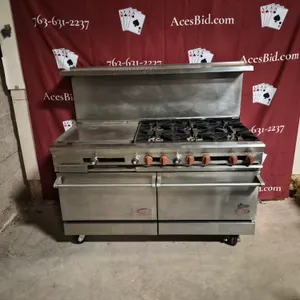 DCS 6 Burner Range on Casters with 24" Griddle on Left; (2) Ovens Below; and Stainless Steel Ove...