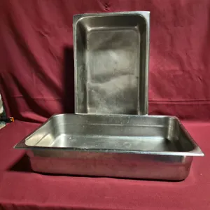 (2) Full Size 4" Deep Stainless Steel Hotel Pans