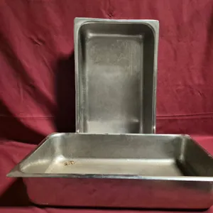 (2) Full Size 4" Deep Stainless Steel Hotel Pans