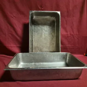 (2) Full Size 4" Deep Stainless Steel Hotel Pans