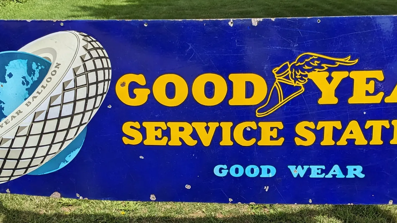 PORCELAIN SIGN GOOD YEAR SERVICE STATION GOOD WEAR