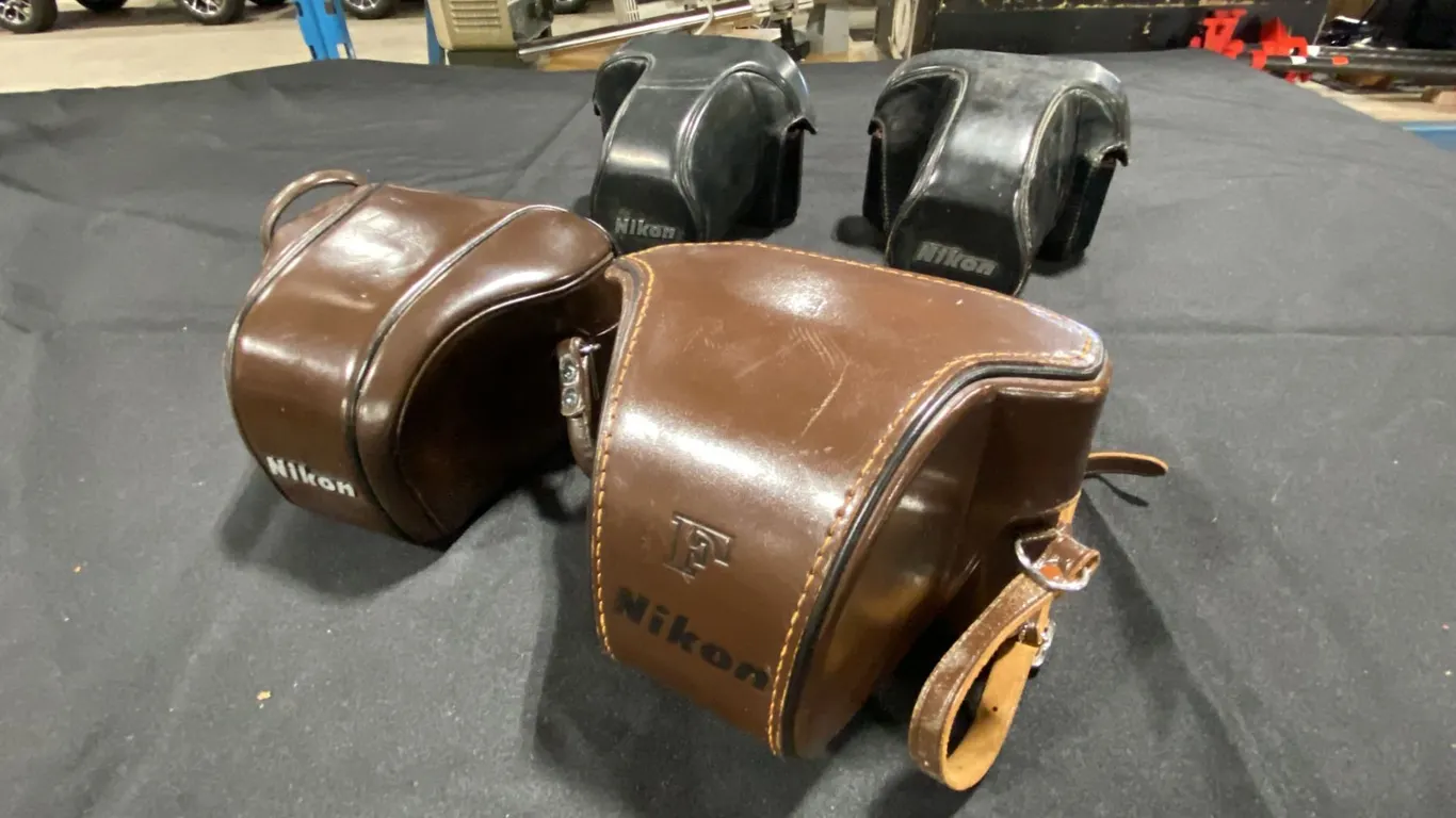 4 NIKON VINTAGE LEATHER CAMERA CASES MADE IN JAPAN