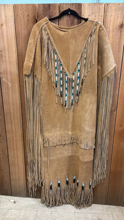 FIRST NATIONS LEATHER BEADED DRESS SIZE 2XL