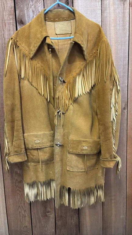 FIRST NATIONS LEATHER BUTTON-UP JACKET SIZE UNKNOWN