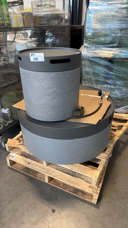 BOND MANUFACTURING 40-INCH ROUND FAUX CONCRETE GAS FIRE PIT TABLE WITH TANK HIDEAWAY