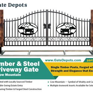 UNUSED  20ft Timber & Steel Driveway Gate Cow Mountain Design
