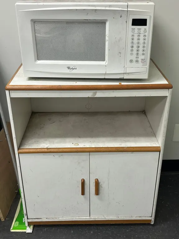 Microwave and (2) Cabinets with Contents
