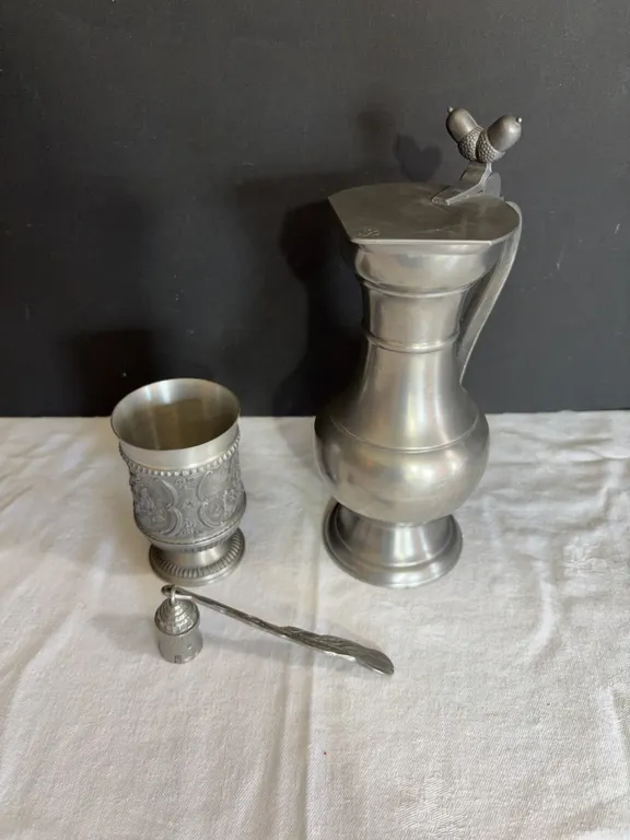 Pewter Pitcher & Cup