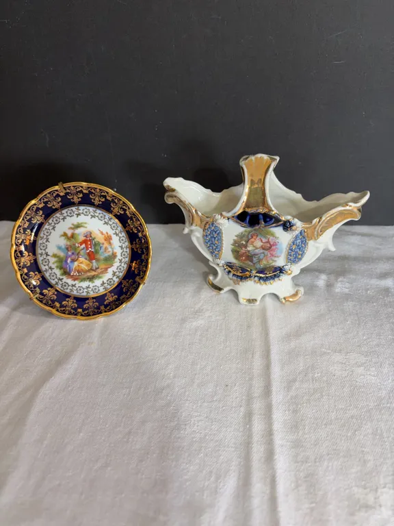 Fancy Porcelain Vase & Small Plate
