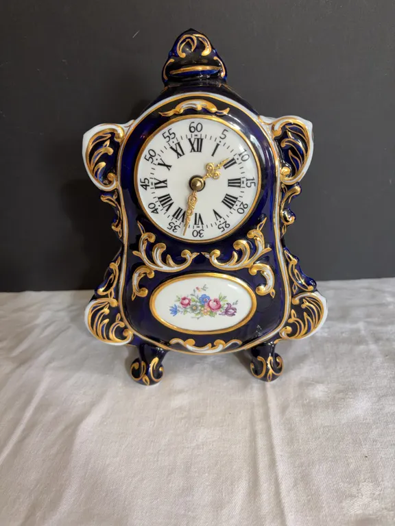 Ornate Royal Dux Porcelain Mantel Clock