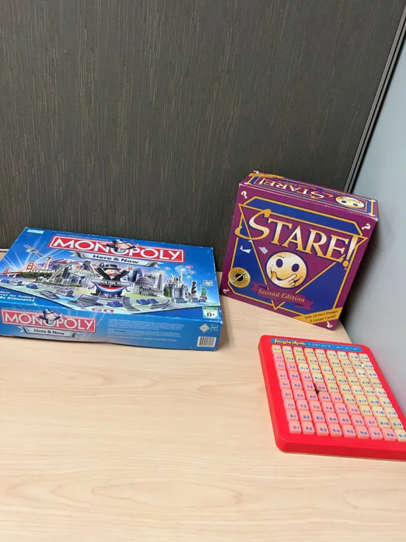 Monopoly Here & Now Parker Brothers Hasbro Board Game, Stare! Second Edition, and MagicMath Set Lot