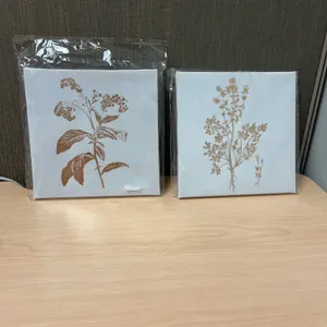 Special Moments Botanical Wall Art Prints, Gold Plant Illustrations on 8x8 Inch Canvas Board