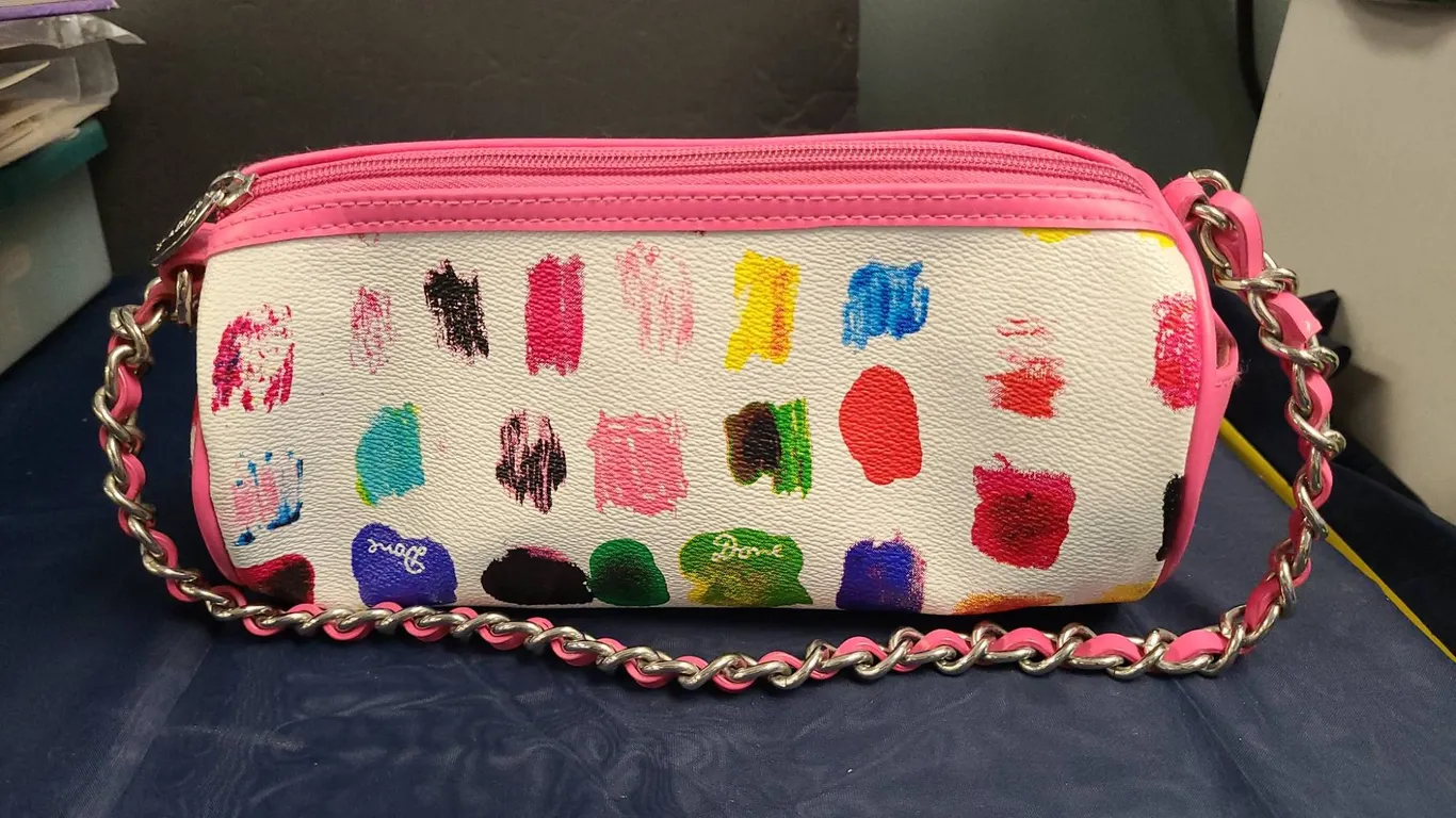 Betsey Johnson Multicolor Paint Dot Barrel Shoulder Bag