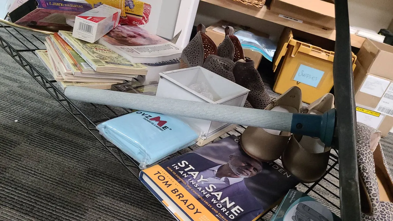 Eclectic Lot With Books, Shoes, Bat, Tools And More