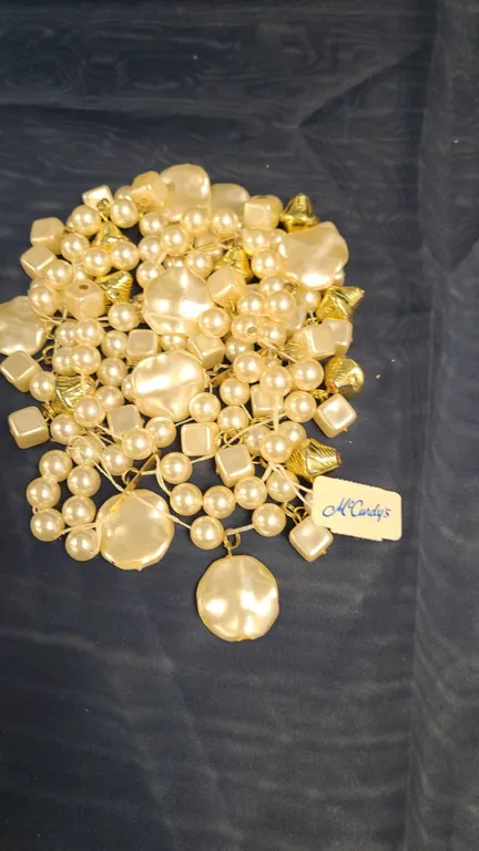 McCurdy's Faux Pearl and Gold Tone Bead Bracelet, Intact
