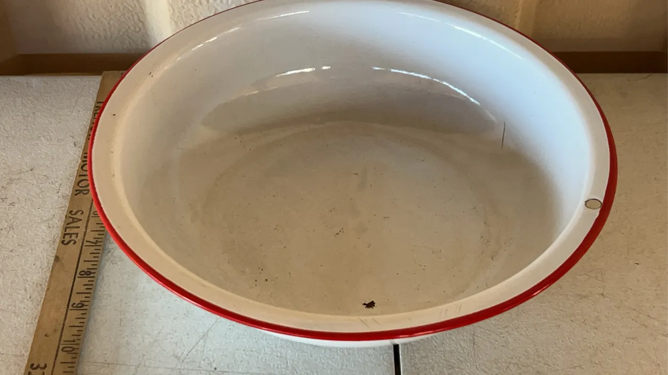 Vintage White Enamel Pan/Bowl 12"X3"