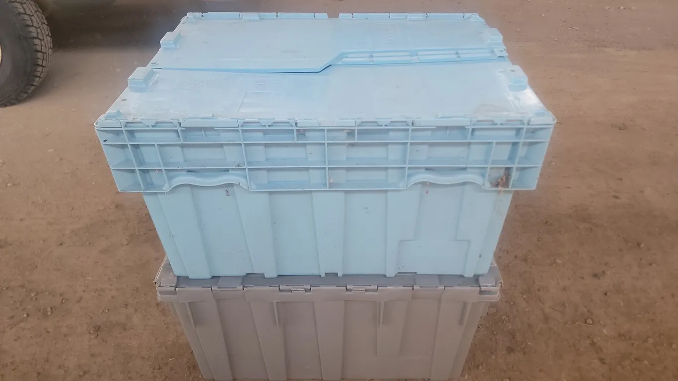 2 Large Heavy Duty Totes 28"X20.5"X14.5" Some Damage