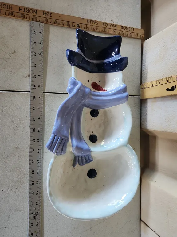 Home Hand Painted Ceramic Snowman Platter