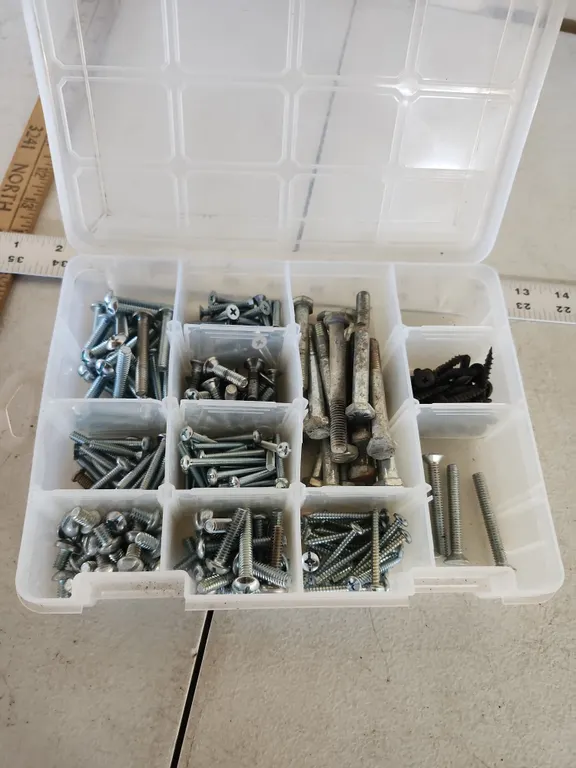 Plastic Organizer & Assorted Hardware