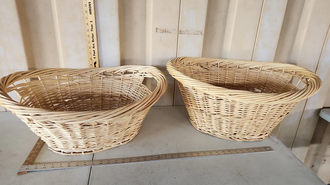 2 Large Woven Baskets 24"X18"X9"