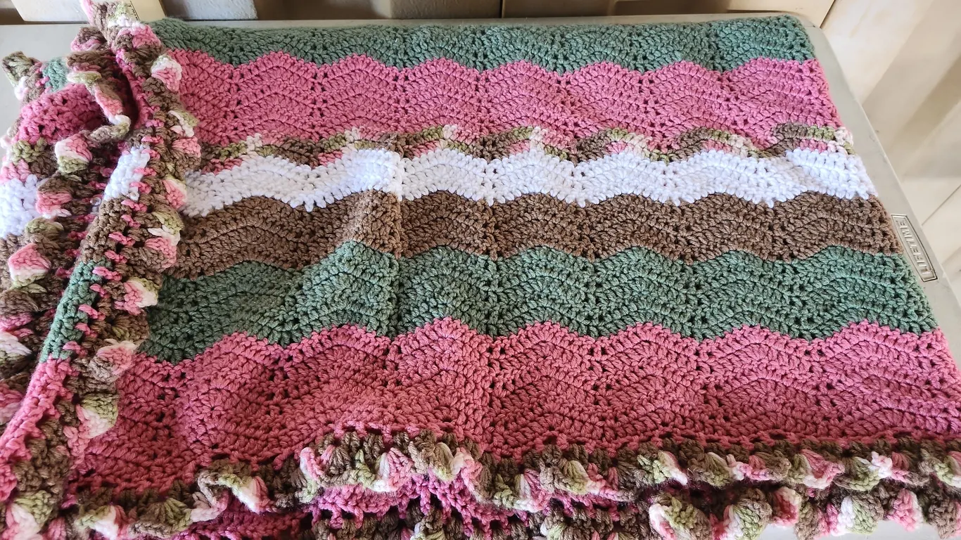 Handmade Crocheted Afghan Throw/Twin Size