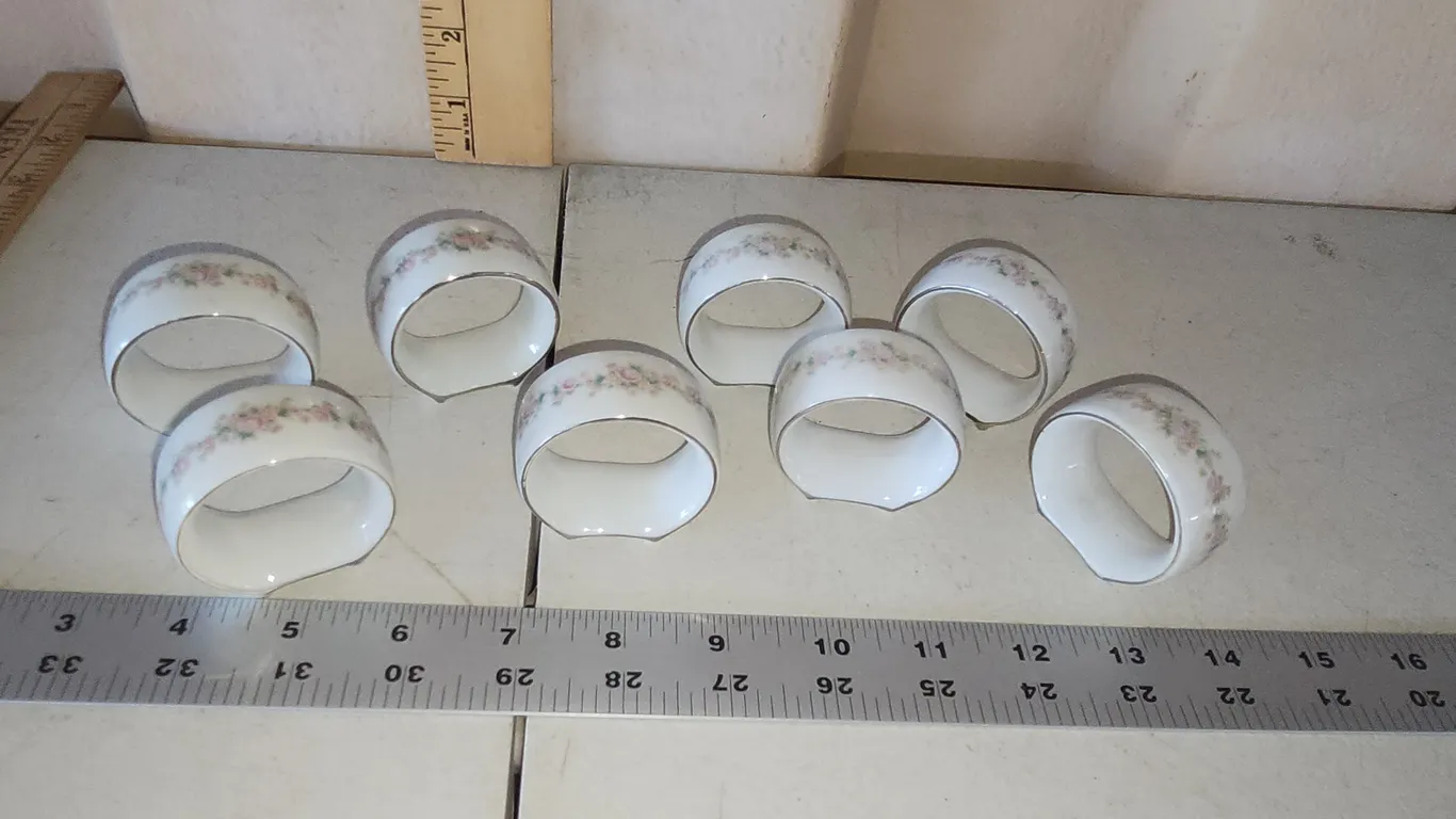 8 Vintage Porcelain Napkin Rings