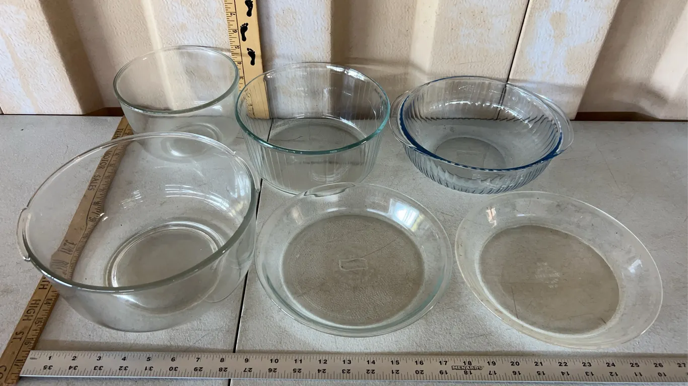 Vintage Glass mixing bowls, Pie, Plates, Etc.