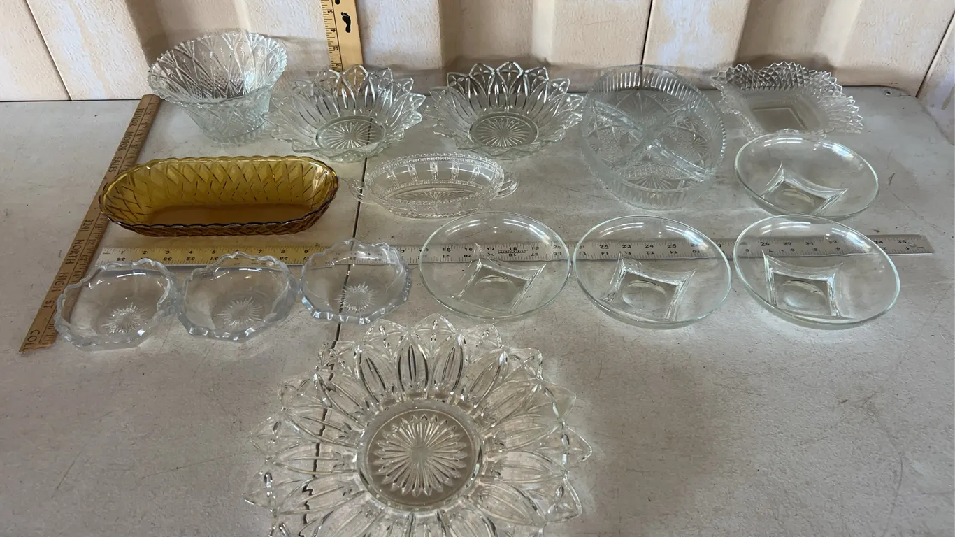 Assorted Vintage Clear Glassware
