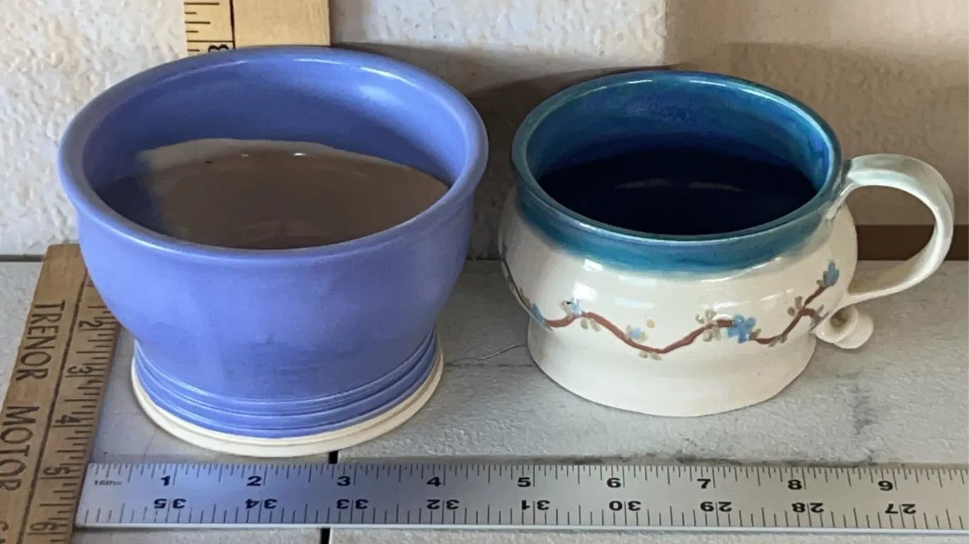 2 Signed Handmade Pottery Cup & Bowl