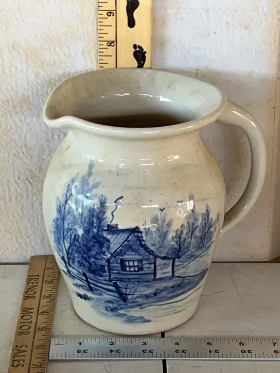 Vintage Crock Pitcher Cabin Design 7.25" Tall