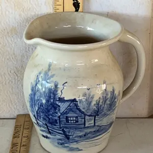 Vintage Crock Pitcher Cabin Design 7.25" Tall