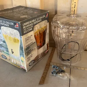 Unbreakable 3.5 Gallon Beverage Dispenser W/Removable Ice-Cone New In Box