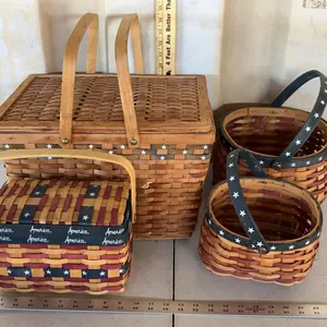 4 Americana Style Baskets, Biggest 16"X12"X10"