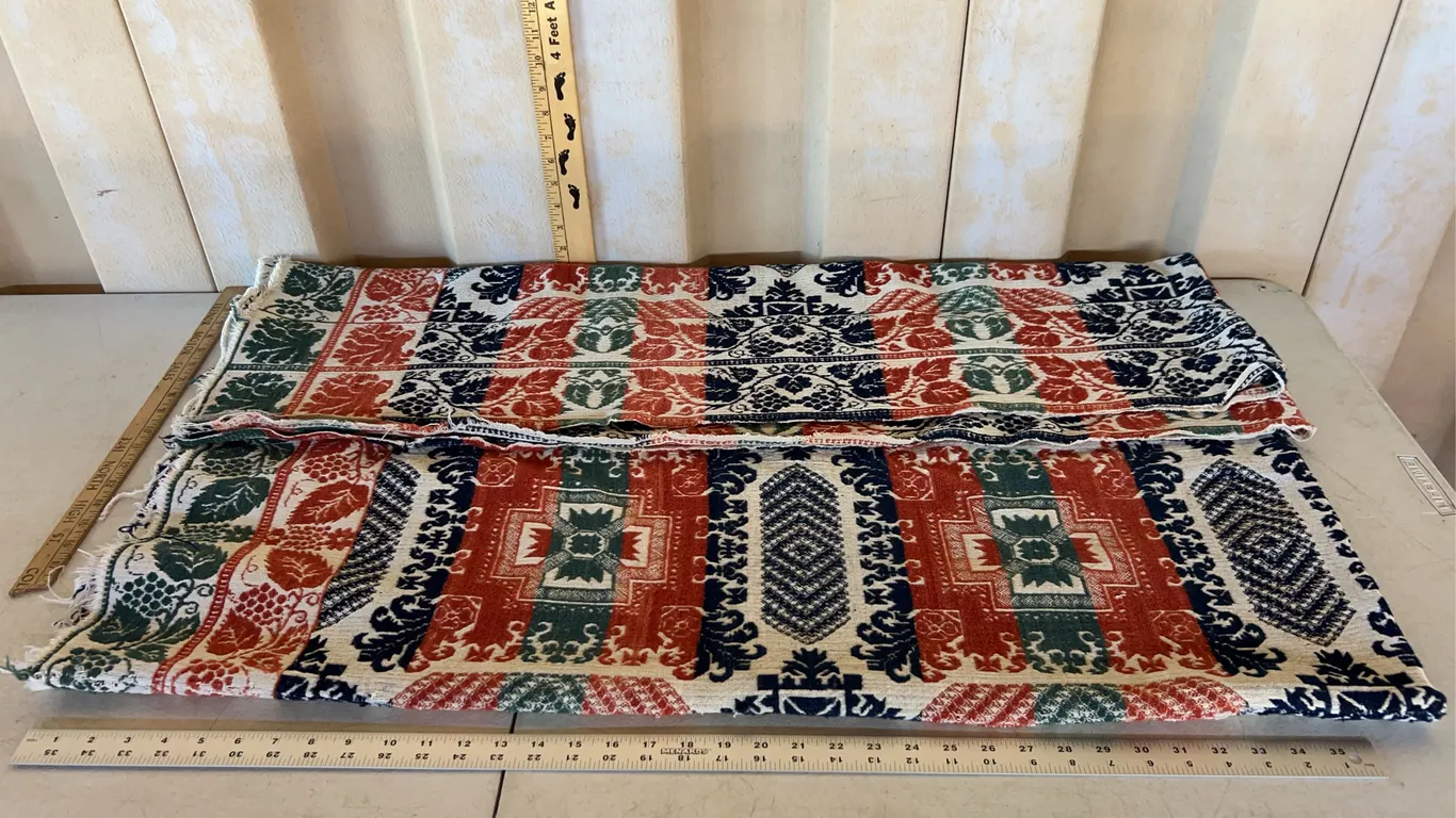 Vintage/Antique Jacquard Style Coverlet Blanket, 80"X70" Worn Edges