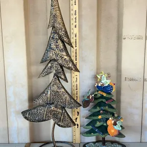 2 Metal Decor Christmas Trees 35" & 18.5" Tall