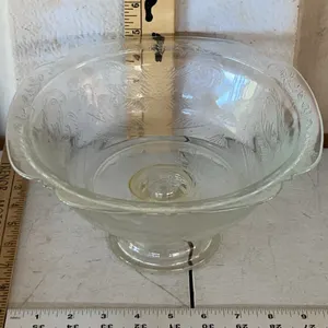 Vintage Indiana Glass Footed Center Bowl Recollection Pattern 9.5"X9.5"X4.75"