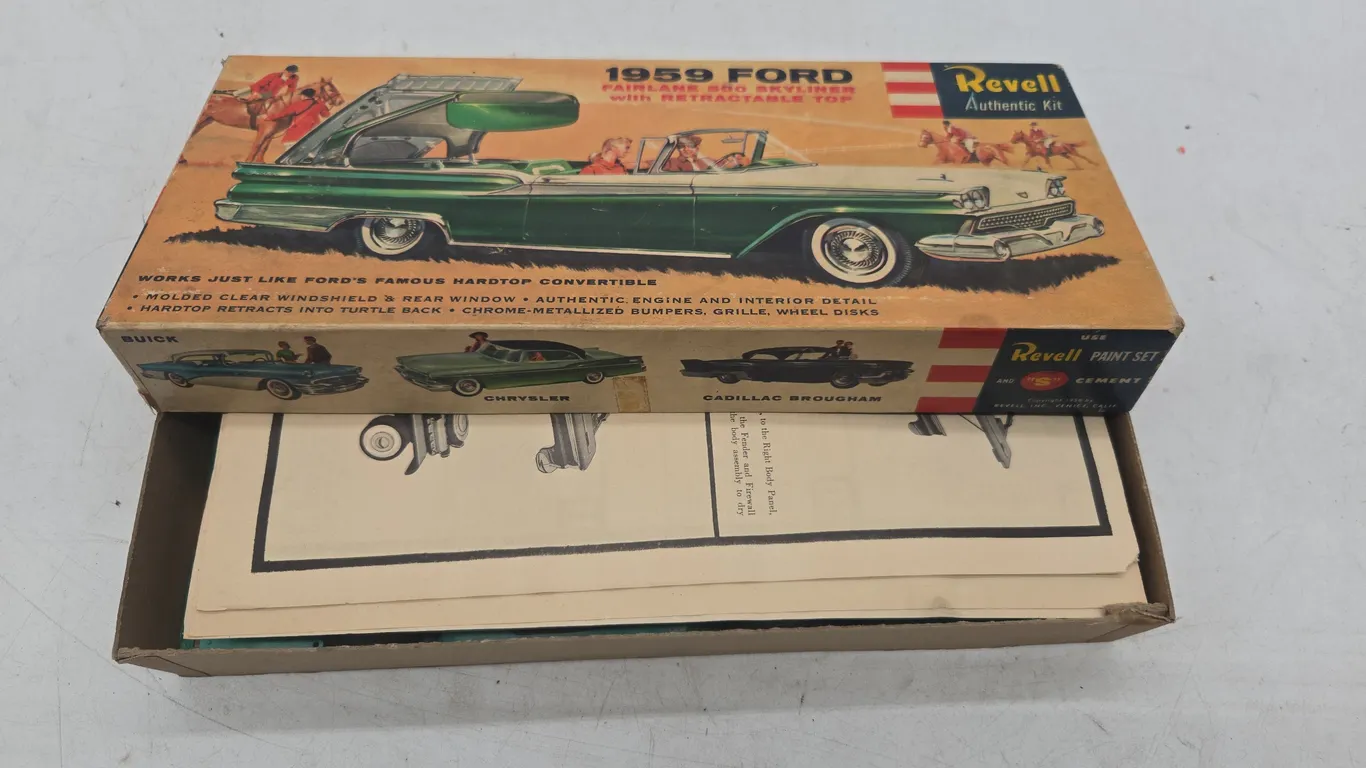 Vintage Ravel 1959 Ford Fairlane convertible model in original box