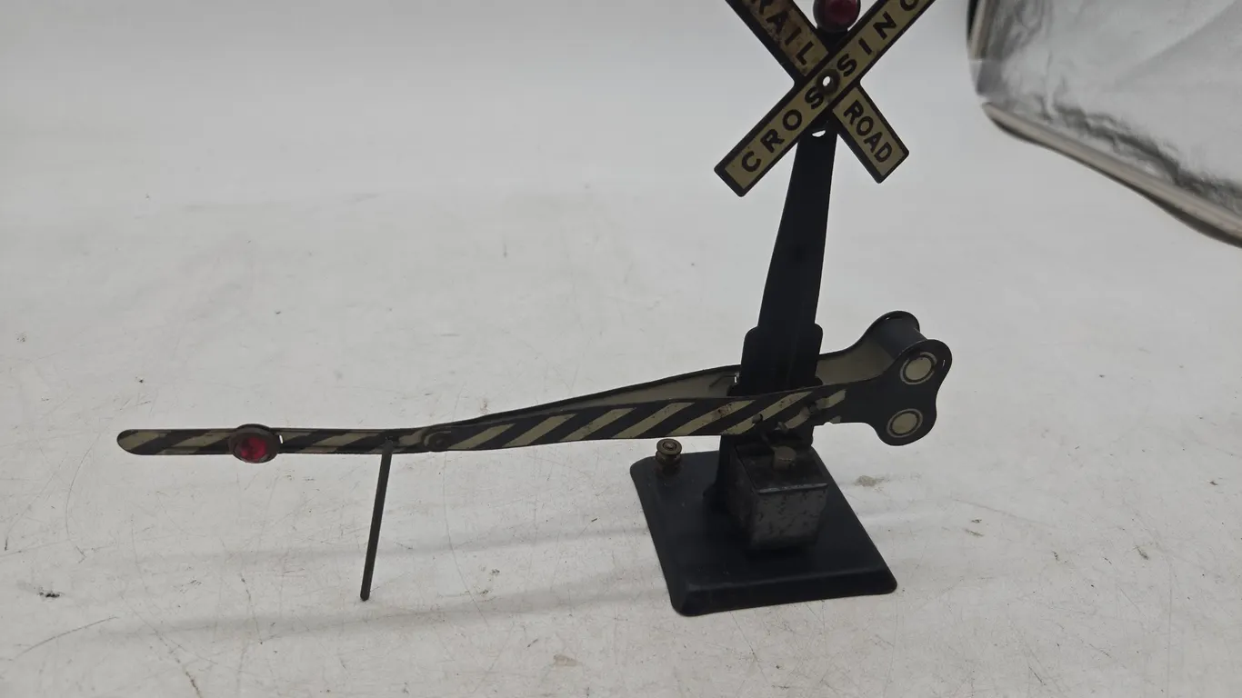 Vintage marxs brand automatic railroad crossing gate signal