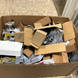 TOTE OF ELECTRICAL CONDUIT FITTINGS, PLUG HOUSINGS, MISC.