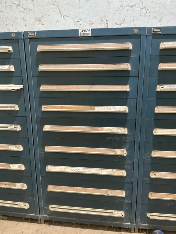 STANLEY VIDMAR 9 DRAWER CABINET WITH CONTENTS