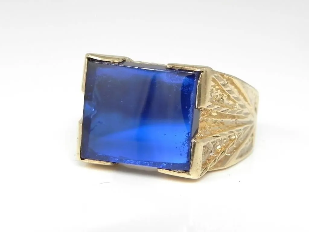 MEN'S 10KT GOLD SYNTHETIC SPINEL RING 7g $2000