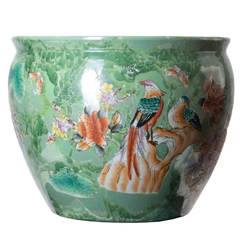 CHINESE GILT-ENAMELLED CELADON-GROUND FISH BOWL