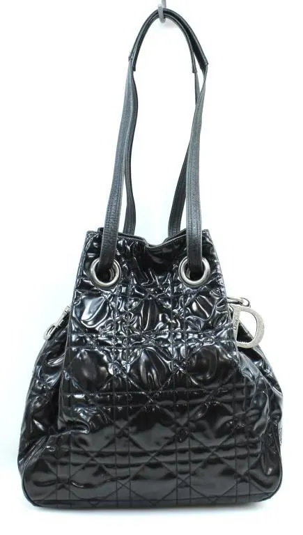 DIOR MACROCANNAGE PATENT CALFSKIN D-MOTION HANDBAG