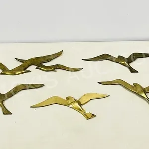 set of 5 brass seagulls wall plaques