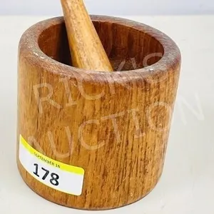 old wooden mortar & pestel - approx 5" h