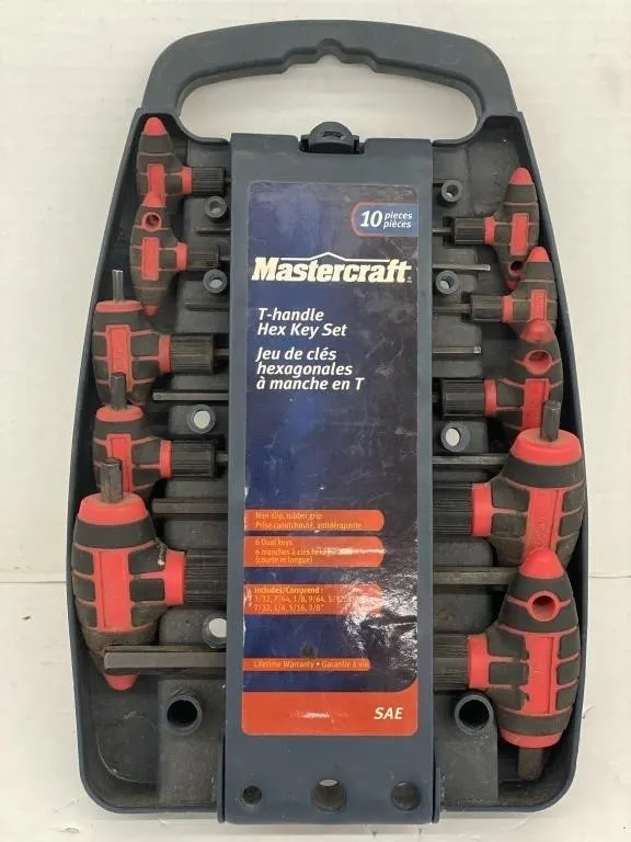 Mastercraft 10-piece T-handle Hex Key Set.