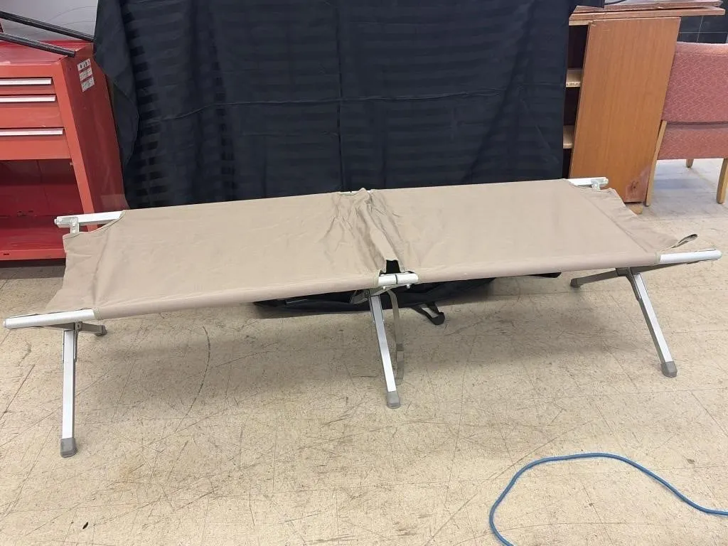 Beige Camp Cot (Black Case)